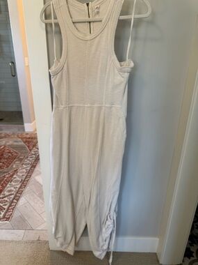 Anthropologie Cream Sleeveless Jumpsuit